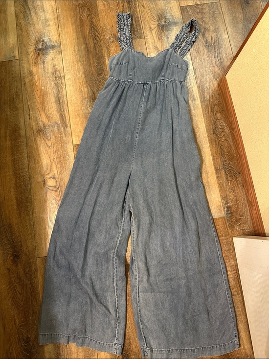 So Me Pants - So me WIDE LEG JUMPSUIT romper W BACK tie Tencel cotton flowy size Small